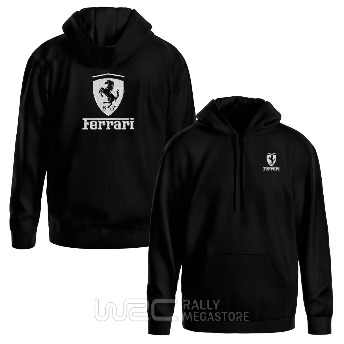 HOODIE FERRARI BLACK WHITE