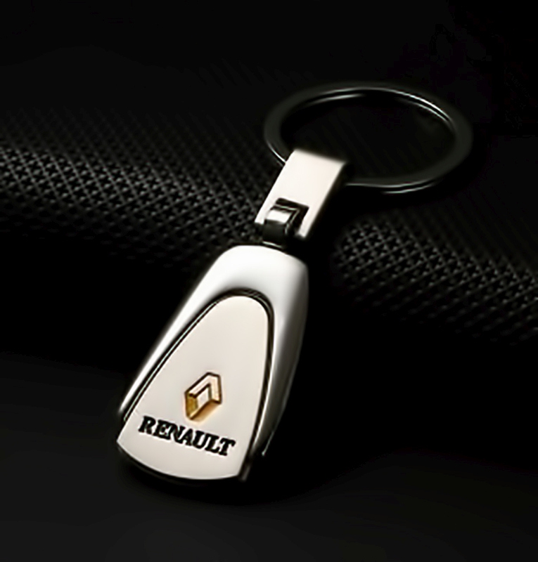Porte-clés acier inoxydable rond Renault