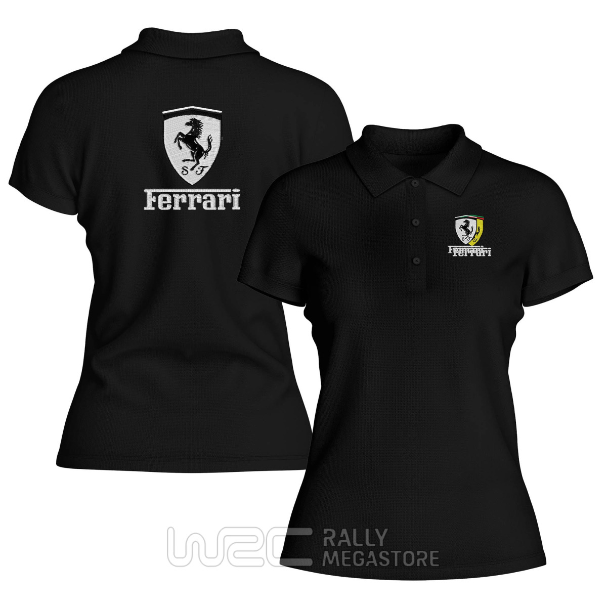 Polo Femme Ferrari Black White : Précision & Vitesse