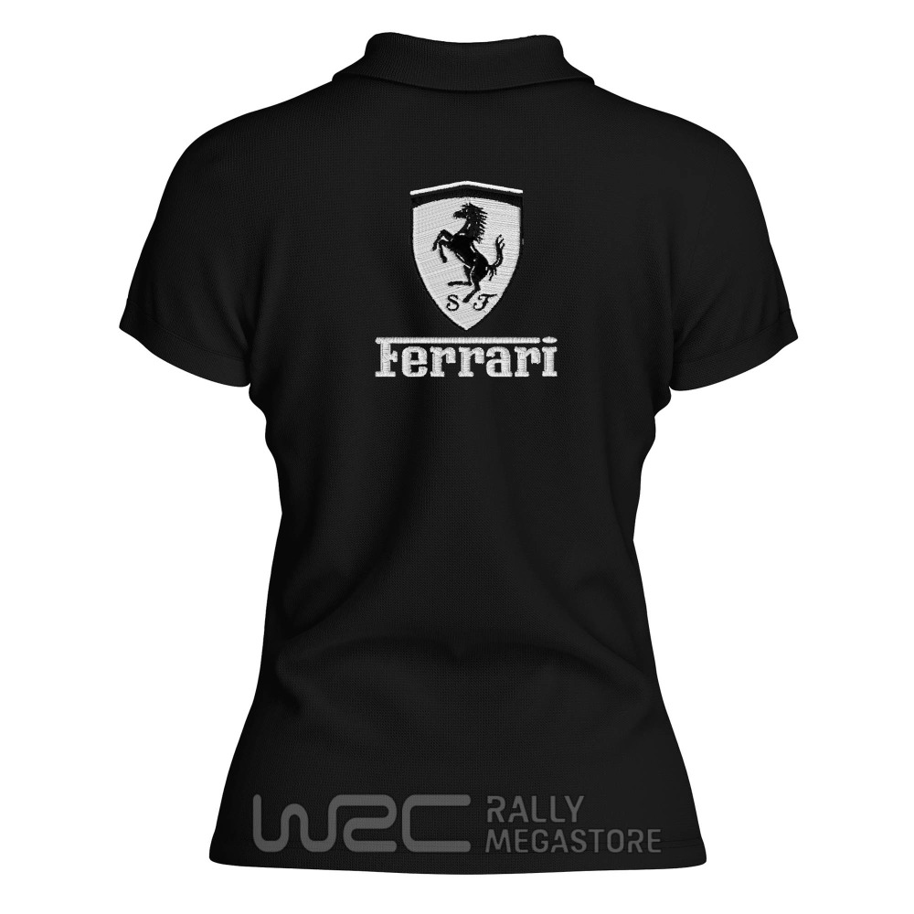 Polo Femme Ferrari Black White : Précision & Vitesse