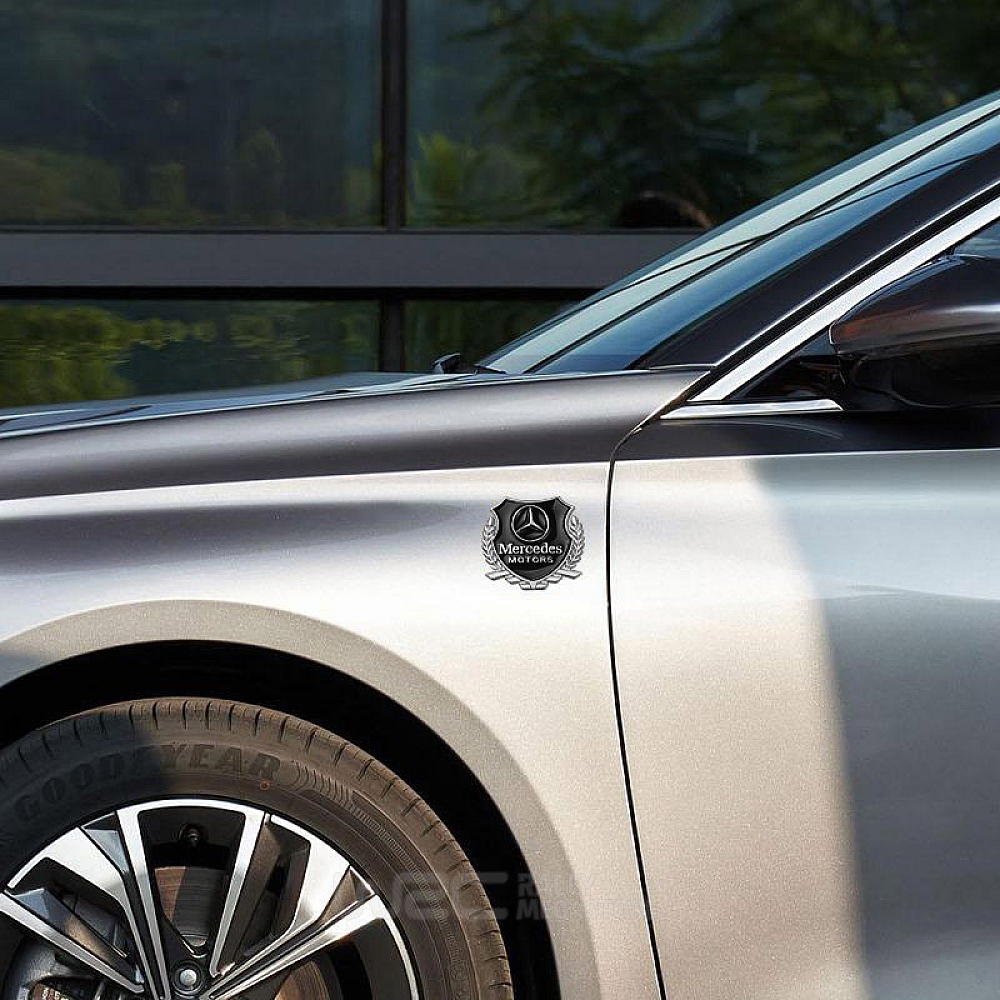 EMBLEME BOUCLIER LOGO MERCEDES SILVER | WRC Rally Mega.Store