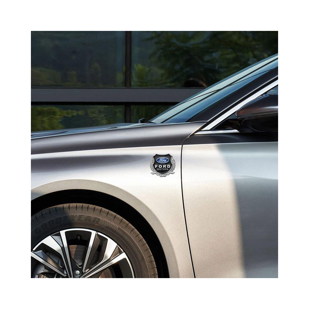 EMBLEME BOUCLIER LOGO FORD SILVER | WRC Rally Mega.Store