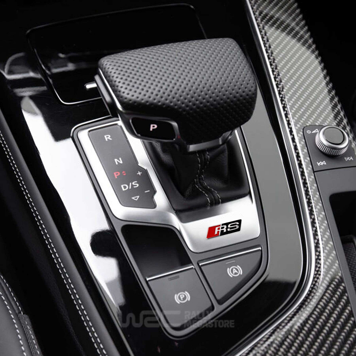 EMBLEME LOGO AUTOCOLLANT RS NOIR POUR VOLANT AUDI | WRC Rally Mega.Store