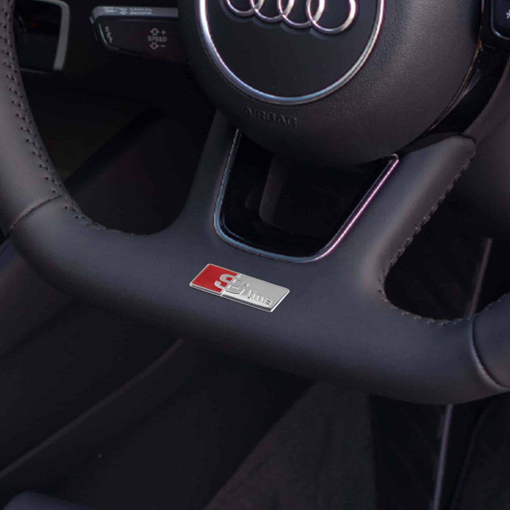 EMBLEME LOGO AUTOCOLLANT S LINE SILVER POUR VOLANT AUDI | WRC Rally Mega.Store