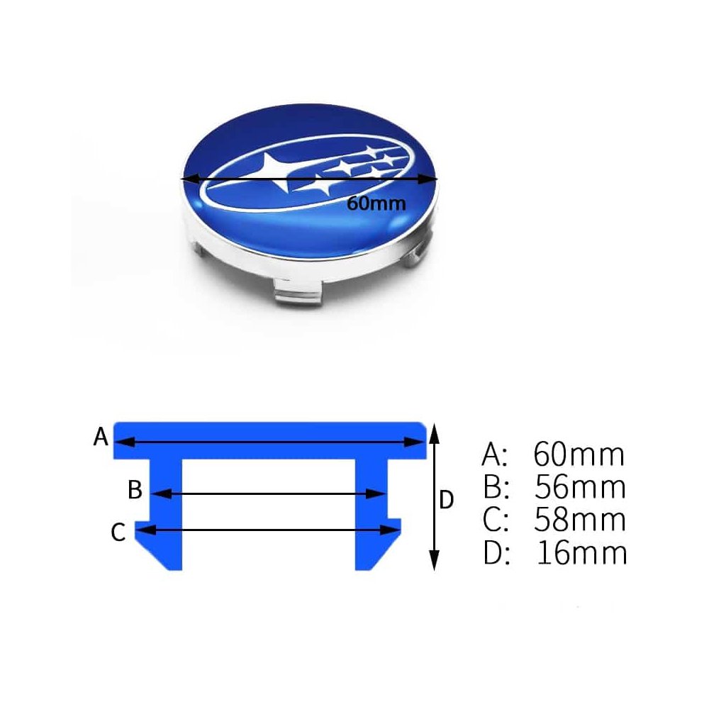 CACHE MOYEU SUBARU 60MM BLEU | WRC Rally Mega.Store