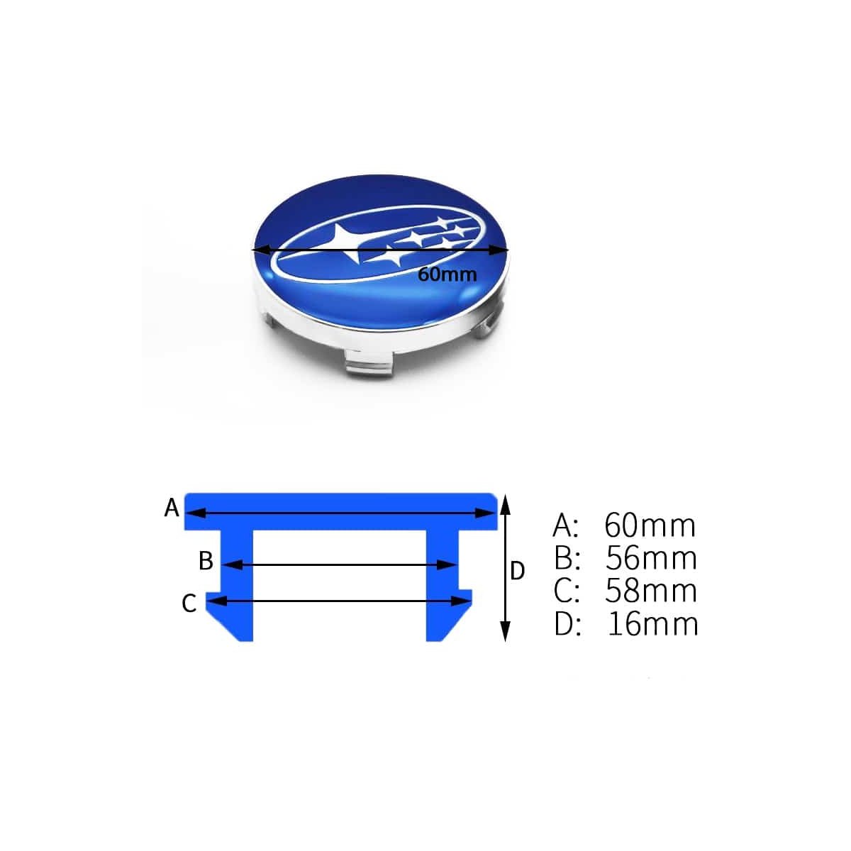 CACHE MOYEU SUBARU 60MM BLEU | WRC Rally Mega.Store